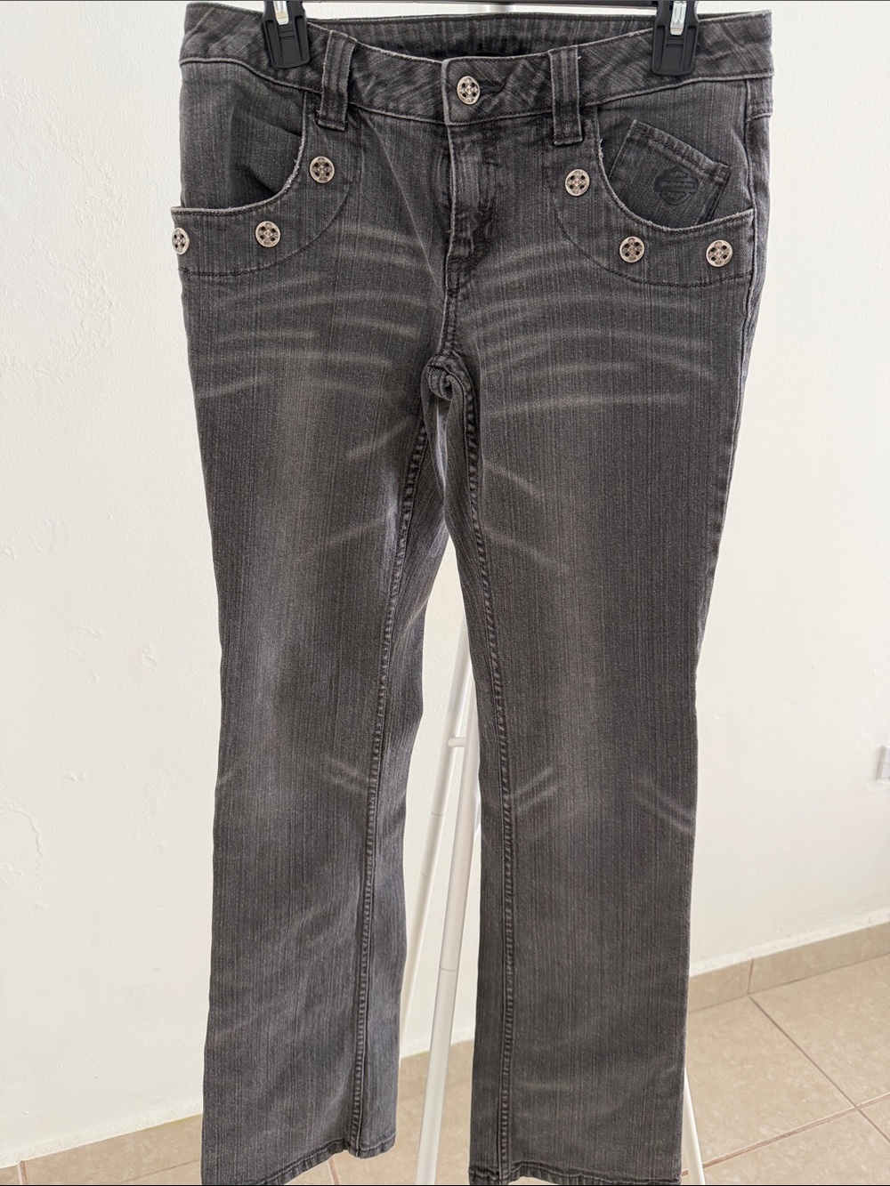 Harley-Davidson Women's Black Heather Slim Straight Jeans